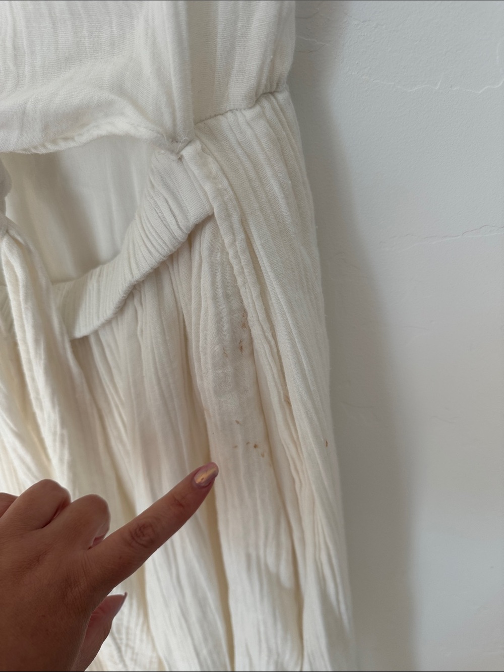 Free People FP White Ivory 100% Cotton Gauze Cutout Tie Waist Maxi Dress Beach S - Picture 9 of 12